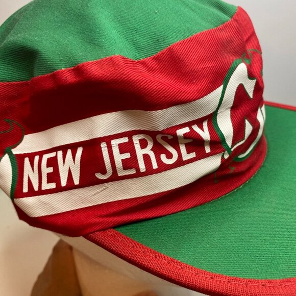 Vintage 80s New Jersey Devils 100% Cotton M/L NHL Hockey Painter Hat Rare - Picture 2 of 12